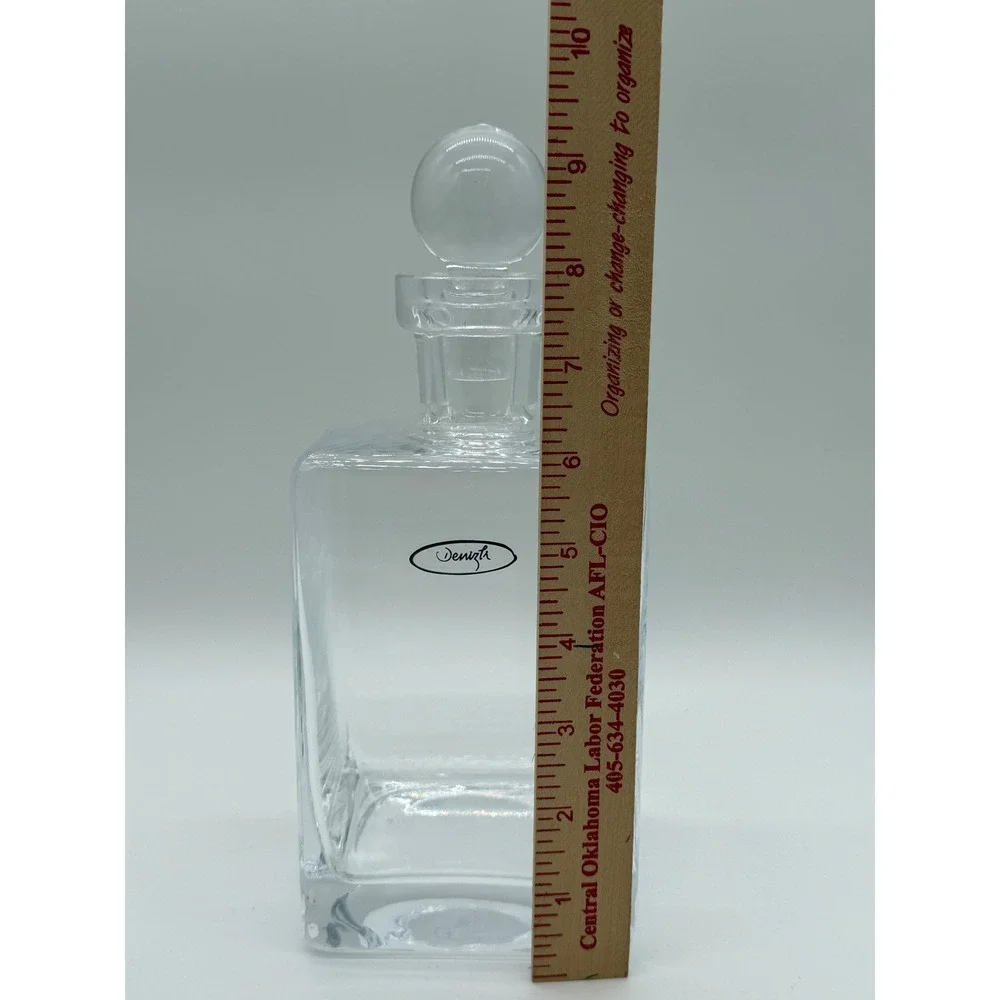 Denizli Clear Glass Square Liquor Decanter with Round Ball Stopper 9.5 inch